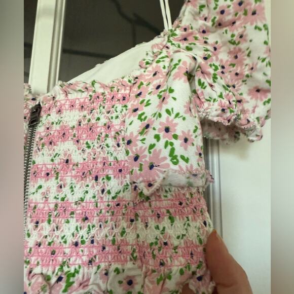 Alice + Olivia Rianna Puff Sleeve Floral Cropped Top XS - Picture 9 of 10